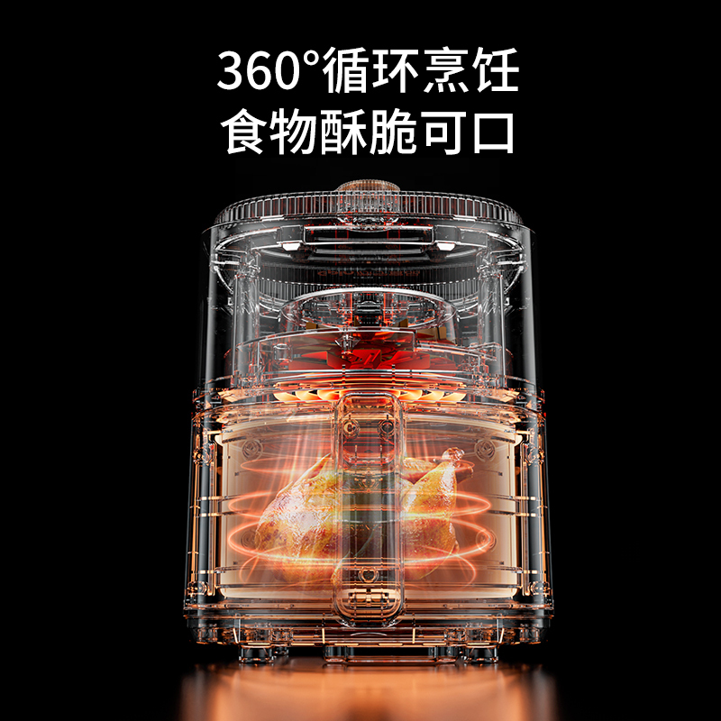 [门店]苏宁宜品空气炸锅智能无油多功能全自动电薯条机械旋钮-ZG026M白色高清大图