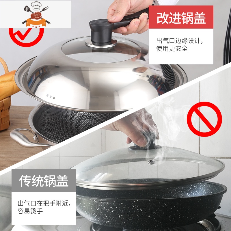 不锈钢锅盖家用炒菜锅盖子32cm34cm炒锅可视锅盖通用透明玻璃盖 敬平 38号[可立把手][内径35.5-37锅具配件高清大图