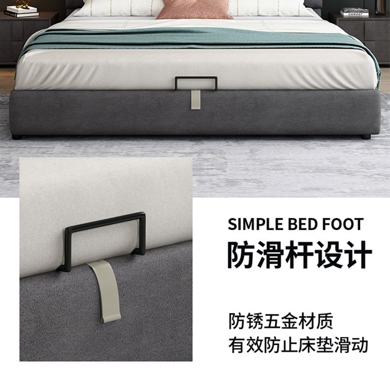 兰秀家居 北欧科技布床小户型主卧双人储物婚床1.8m经济型现代简约布艺床高清大图