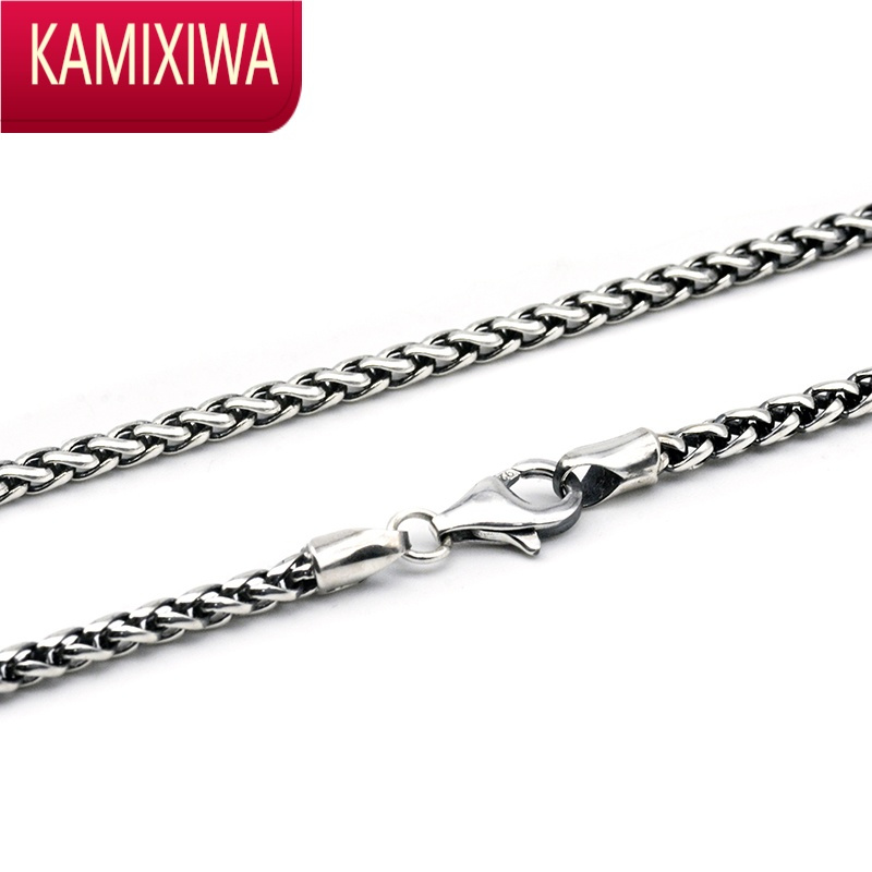 kamixiwas龙骨链3mm银项链男潮复古做旧银饰简约ins潮流百搭