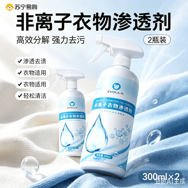 【2瓶】EVGULA 衣物乳化渗透剂300ml 非离子衣物渗透乳化剂衣领净去黄油渍白衣去霉清洗剂不留痕去污渍
