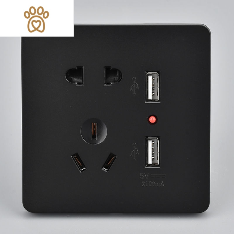 86型暗装usb带开关手机充电插座家用二三插五孔双usb插座面板 敬平