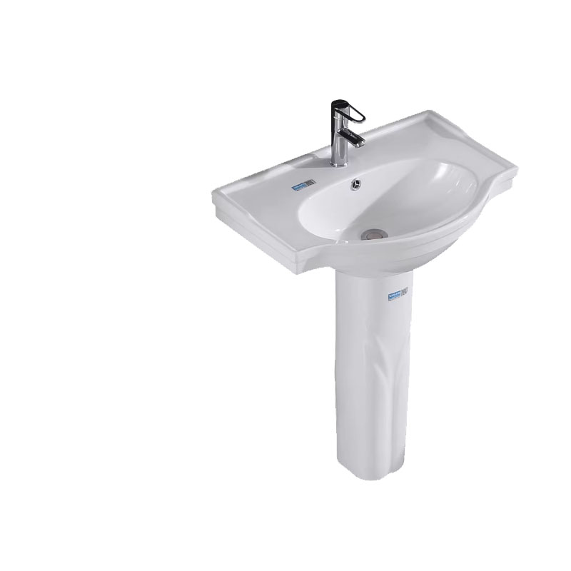 立柱洗手盆陶瓷落地台白色柱盆冷热龙头 单位:个高清大图