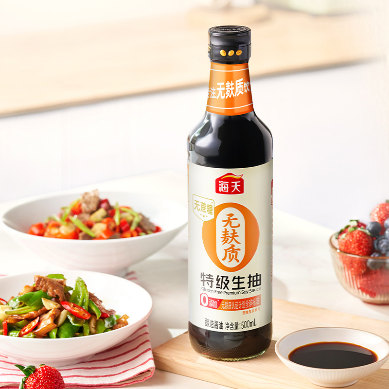 海天酱油 无麸质特级生抽0添加无蔗糖无小麦零添加家用凉拌炒菜调味品 无麸质生抽500mL高清大图