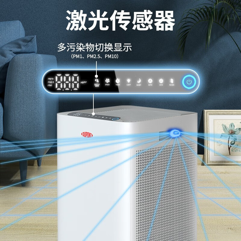 杜邦(DUPONT)空气净化器KKJ008-F800B 家用办公除甲醛除雾霾除菌除PM2.5除烟味 [大空间除醛王]