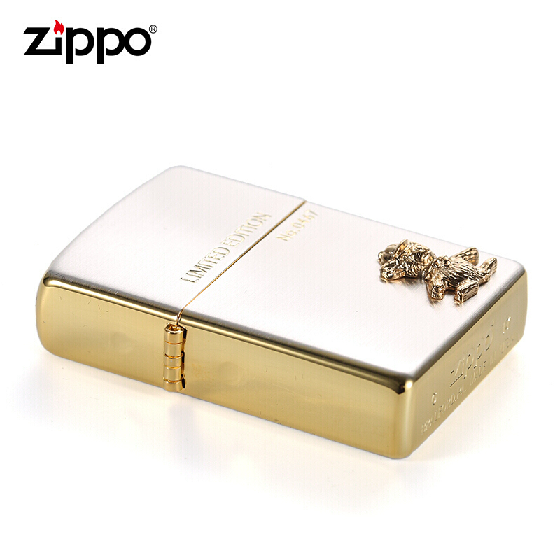 美国ZIPPO打火机 芝宝 限量版爱情小熊贴章 金 银 蓝 男士礼品