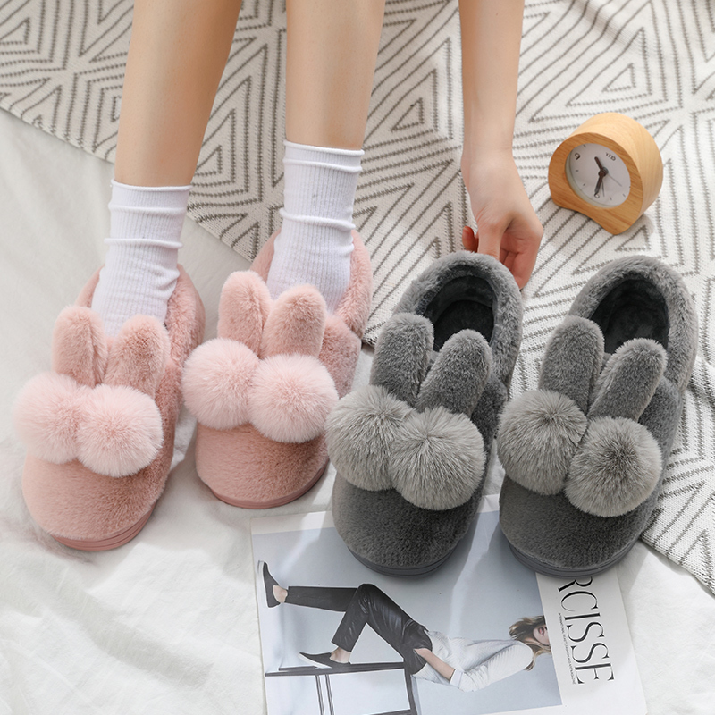 盛世尼曼毛拖鞋女冬季可爱包跟韩版带后跟棉拖鞋女包脚跟产妇月子鞋有