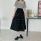真维斯复古收腰显瘦印花半身裙女2022夏装新款中长款百搭气质时尚