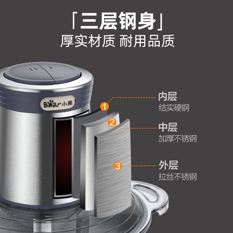 小熊 QSJ-C04Q1 2+3L家用料理机 金属色(台)高清大图