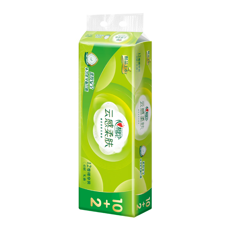 心相印 云感柔肤有芯卷纸4层加厚卷筒纸厕纸卫生纸 110g/卷 12粒/提 一提装 BT5312高清大图