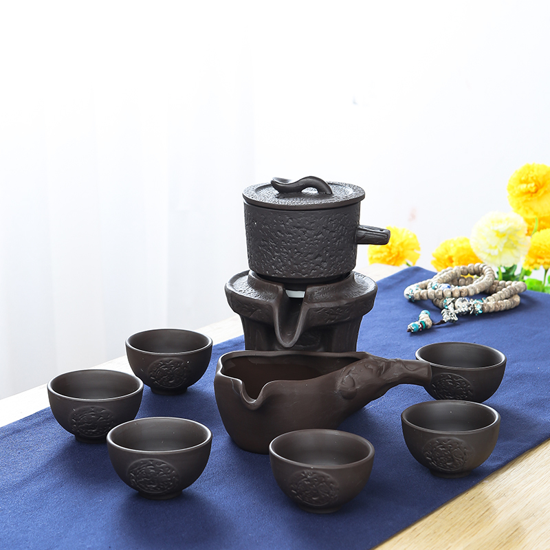 紫砂时来运转石磨茶具复古懒人功夫自动家用整套茶具推荐NEW生活日用家居器皿水具/水杯茶具水杯茶具茶杯水具