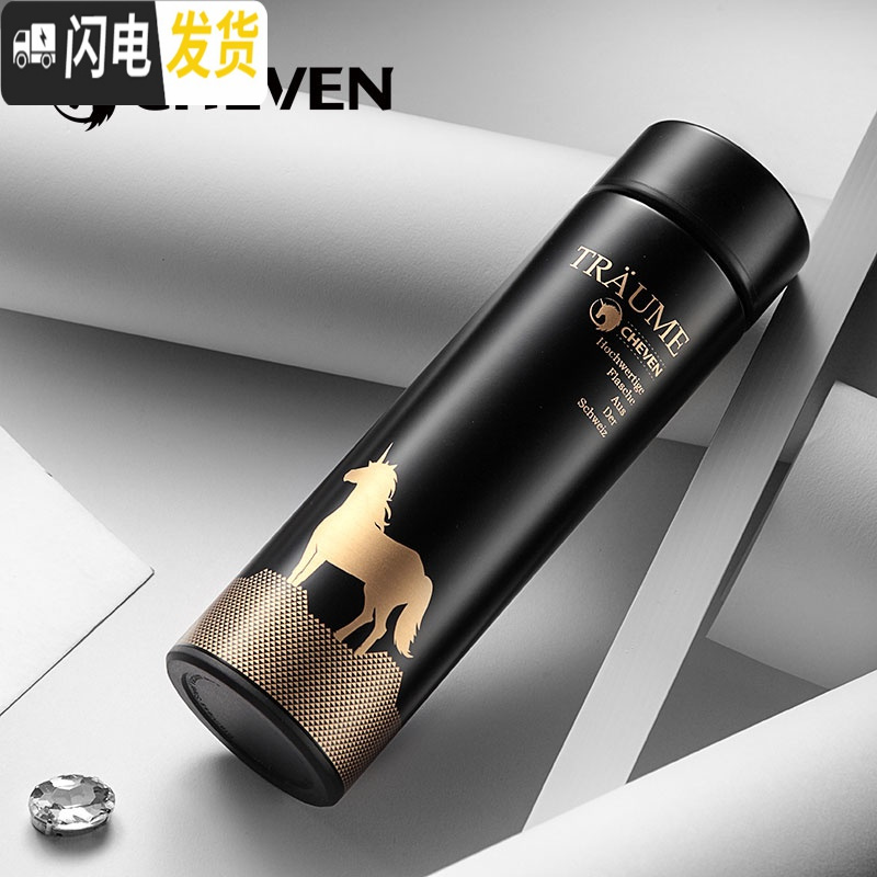 三维工匠瑞士男士保温杯316不锈钢商务女大容量水杯便携车载泡茶杯子 红色级款(316不锈钢)高清大图