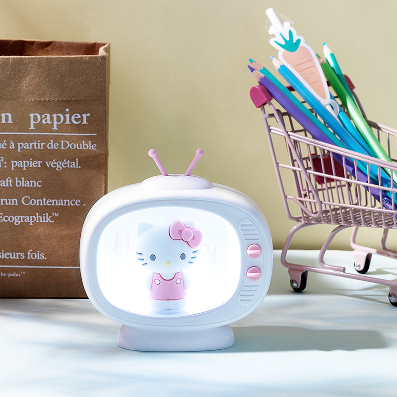 名创优品(miniso)Sanrio迷你电视机造型台灯卧室床头睡眠少女摆件灯[HelloKitty]凯蒂猫 洁白纯净高清大图