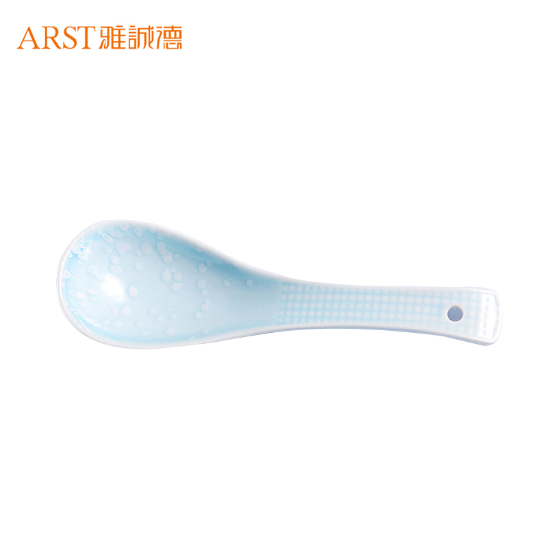 Arst/雅诚德 日式陶瓷餐具 釉下彩 雪花釉浅蓝色小汤匙 喝汤勺子 家用创意时尚