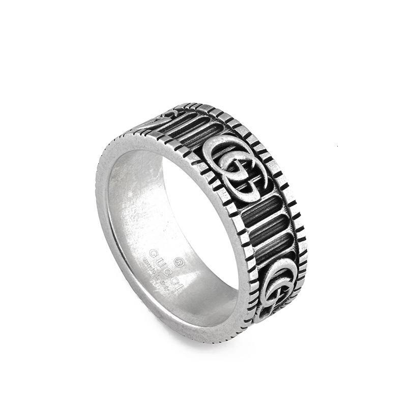 gucci古驰22春夏新款纯银做旧双g和条纹图案戒指551899j84000811