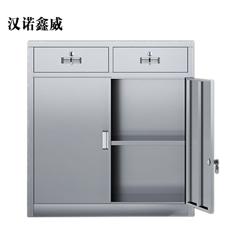 汉诺鑫威室文件柜不锈钢柜子储物柜资料柜档案柜带锁文件柜304二斗下节高清大图