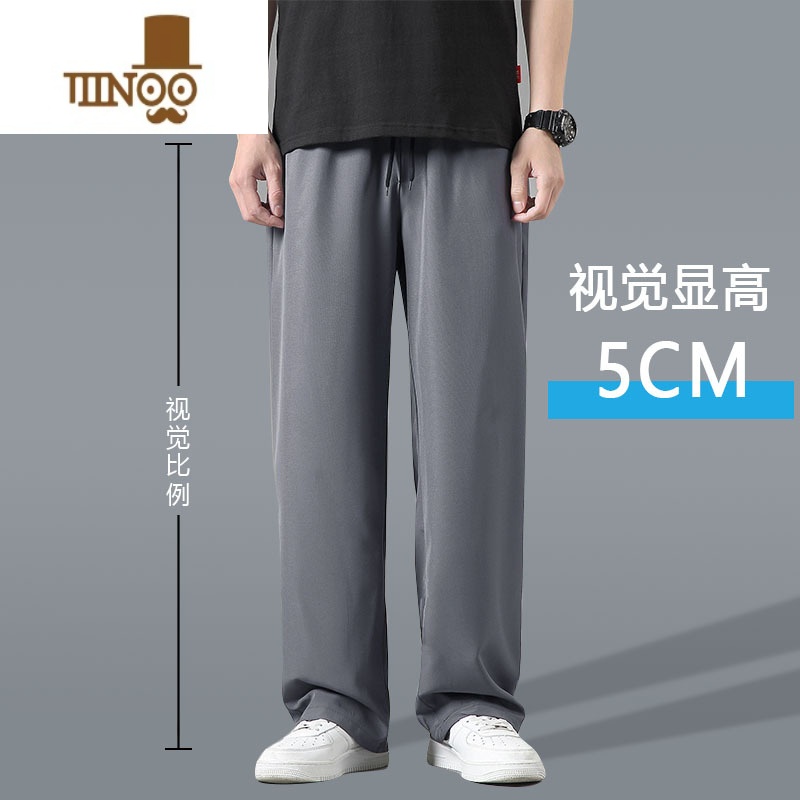 YANXU子男夏季薄款宽松垂感西裤男生速干运动裤阔腿休闲长裤高清大图