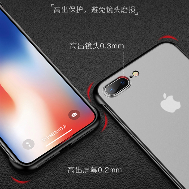 适用苹果iPhoneSE2/8/8p/7/7p/6/6sp磨砂保护壳苹果7Plus透明防摔细边网红手机壳