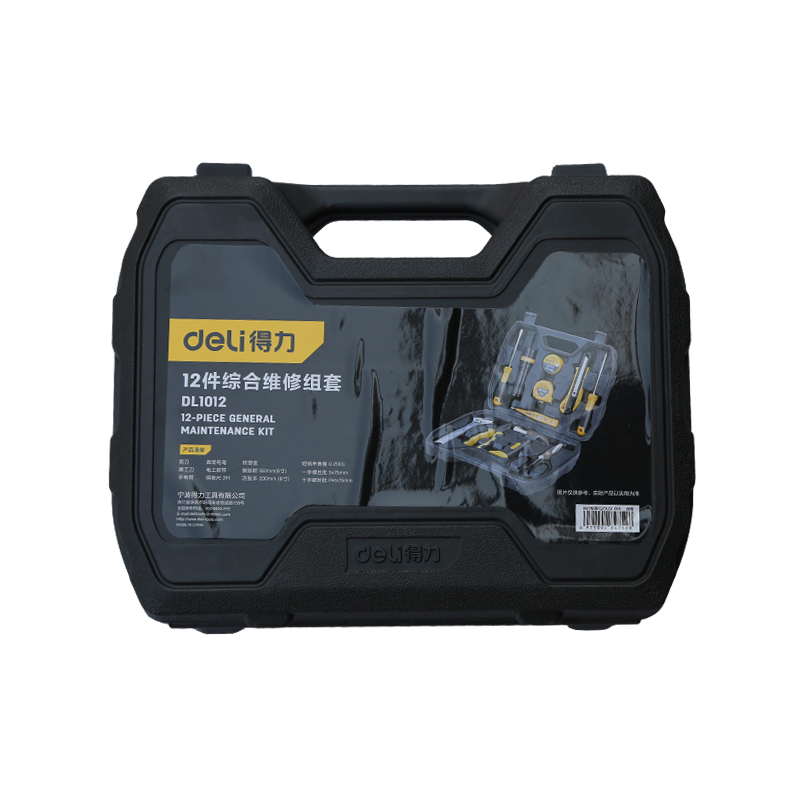 得力(deli)DL1012 家用多功能五金工具箱手动工具套装 电工维修工具箱家用应急包12件