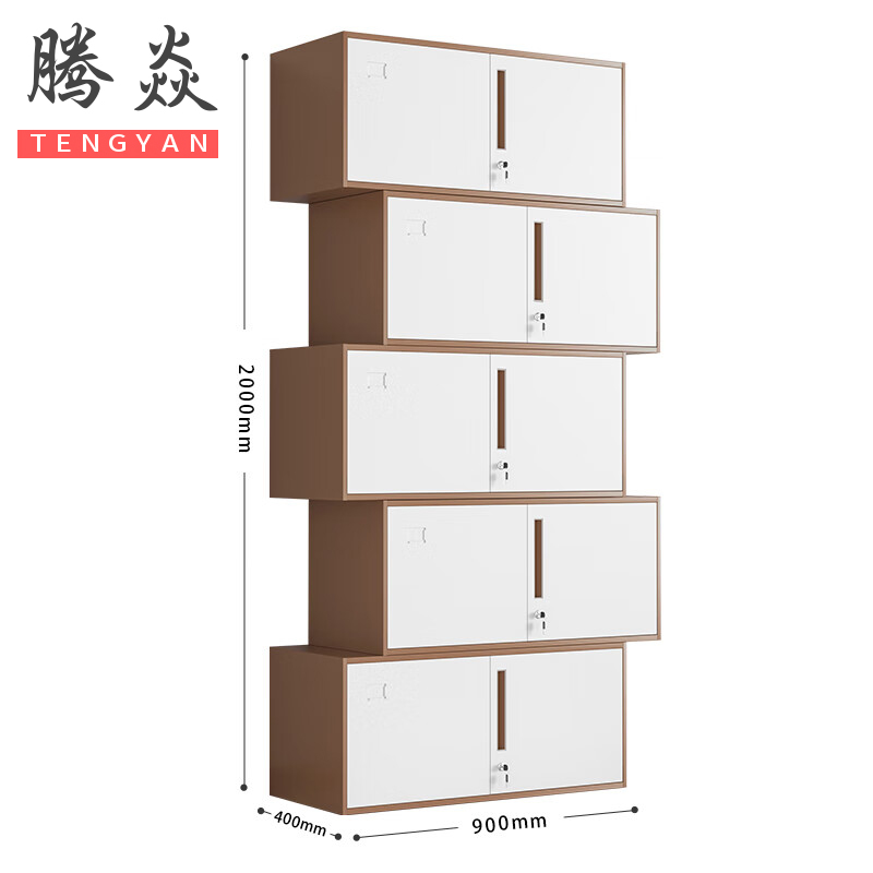 腾焱文件柜咖白分五节台