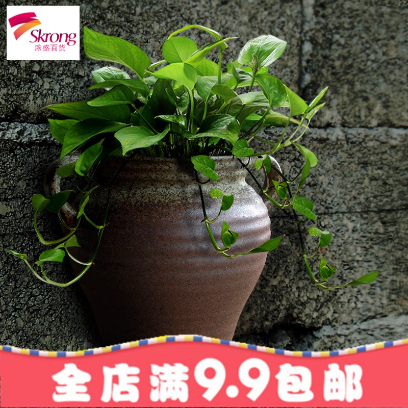 壁挂花盆陶瓷欧式创意阳台垂盆绿萝悬挂式多肉花盆墙壁装饰花器