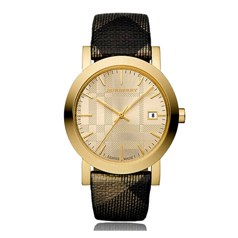 Burberry 博柏利手表 格纹皮带石英表 情侣 男表 女表 BU1874BU1875