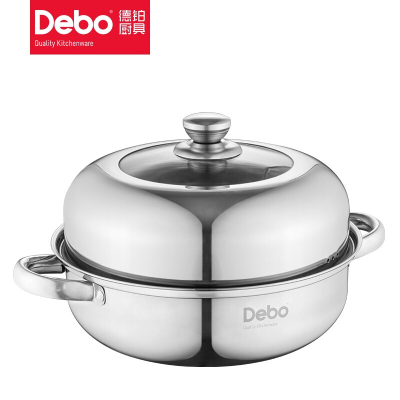 德铂(Debo)柏林公爵蒸锅汤锅不锈钢多用锅燃气电磁炉通用26cmDEP-04