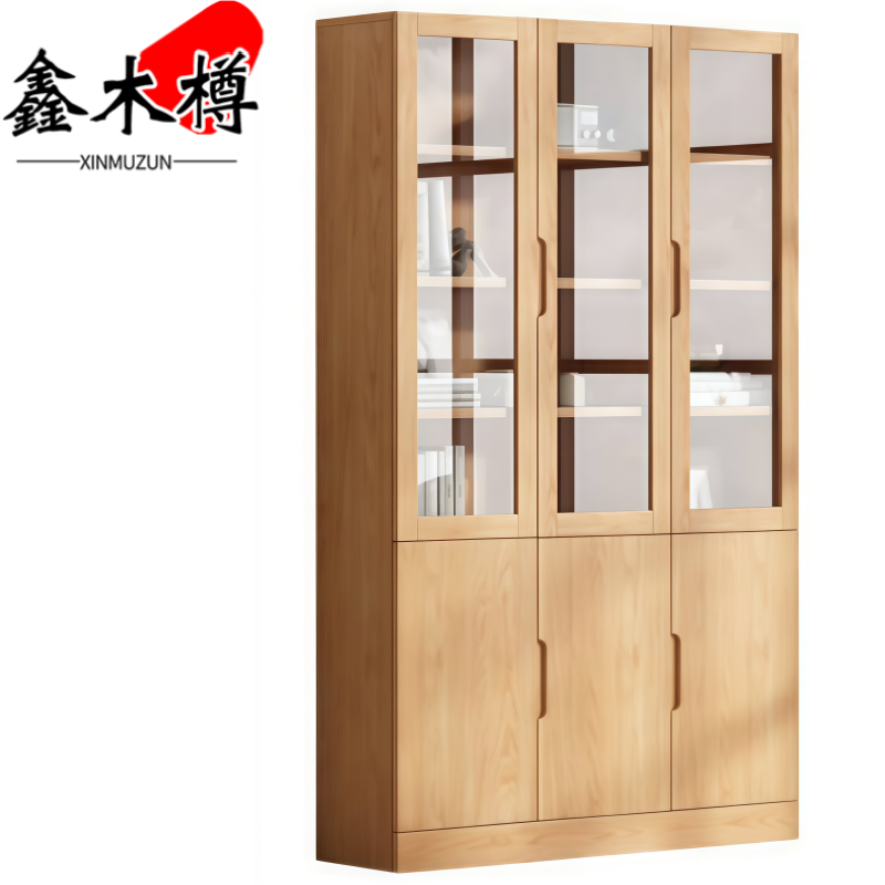 鑫木樽落地书柜木质台高清大图