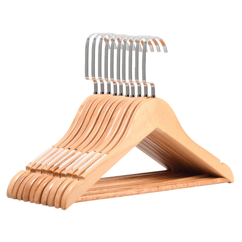 围达 实木衣架 防滑本色38cm 组高清大图