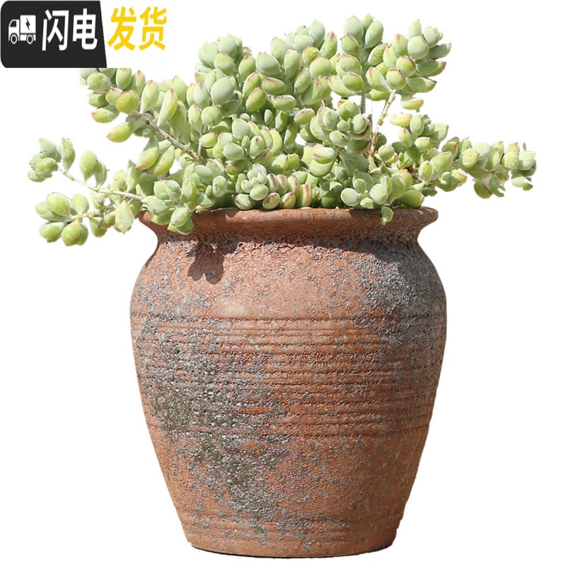 三维工匠多肉花盆创意个性复古粗陶小老桩盆大口径肉植物陶瓷 款13 中小花盆容器高清大图