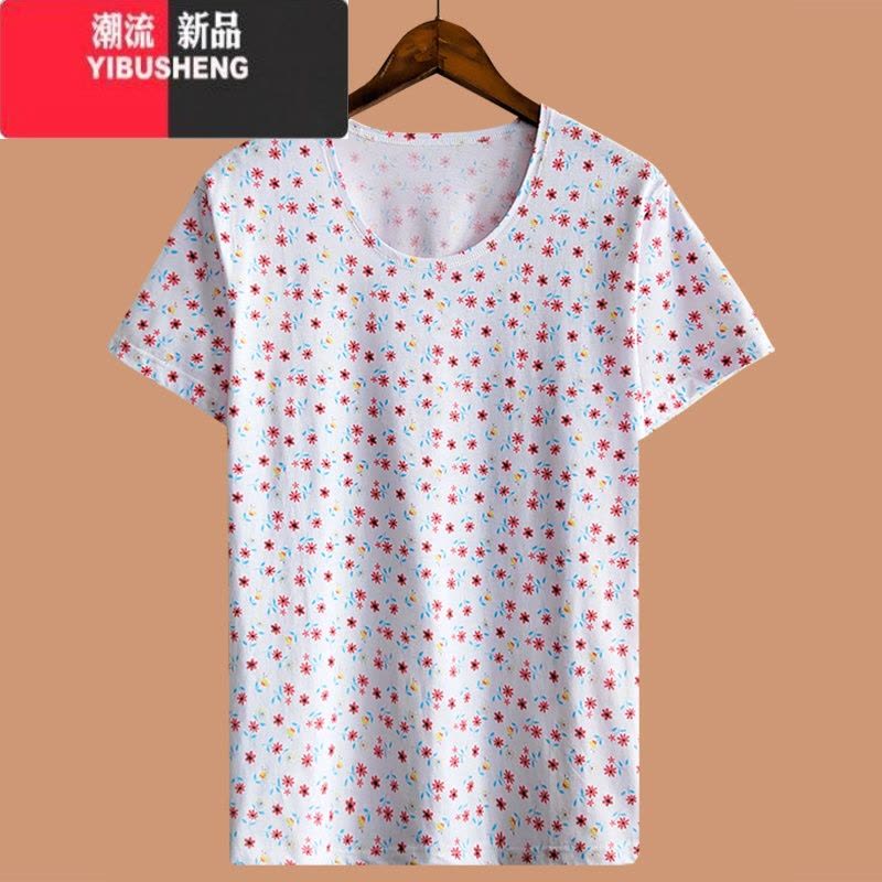 YIBUSHENG中老年人短袖女士宽松大码加肥T恤 季薄款妈妈汗衫上衣图片