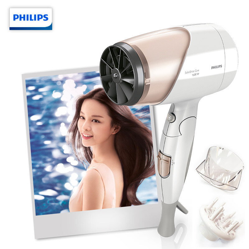 飞利浦(Philips)电吹风大功率 家用恒温护发吹风机 1600W功率 负离子护发 可折叠手柄 6档风速 HP8203