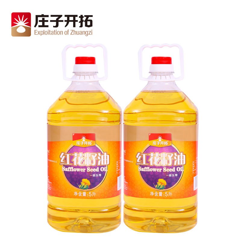 庄子开拓 新疆健康食用油 物理压榨一级 纯红花籽油 5L (单位:桶)