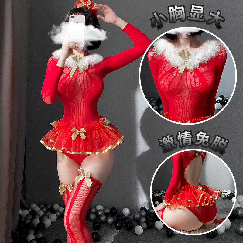诗魅莎女式情趣内衣性感睡衣裙角色扮演圣诞麋鹿套装cos破洞开档露乳免脱诱惑骚透视明激情制服血滴子吊带连体网衣丝袜成人用品高清大图