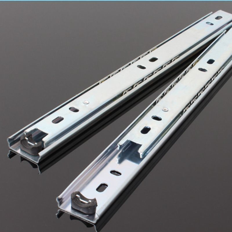 27mm宽二节轨道滚珠静音抽屉滑轨电脑桌键盘滑槽10寸二节轨25cm长1付