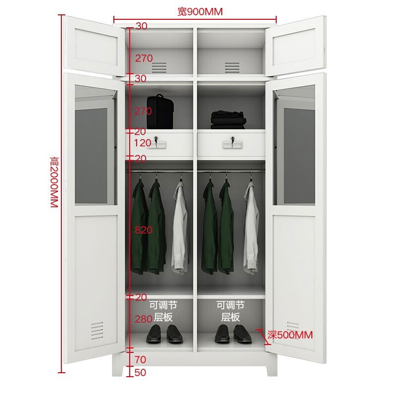 锦北 内务柜更衣柜储物柜带抽屉挂衣柜物品收纳柜 内务柜B款高清大图