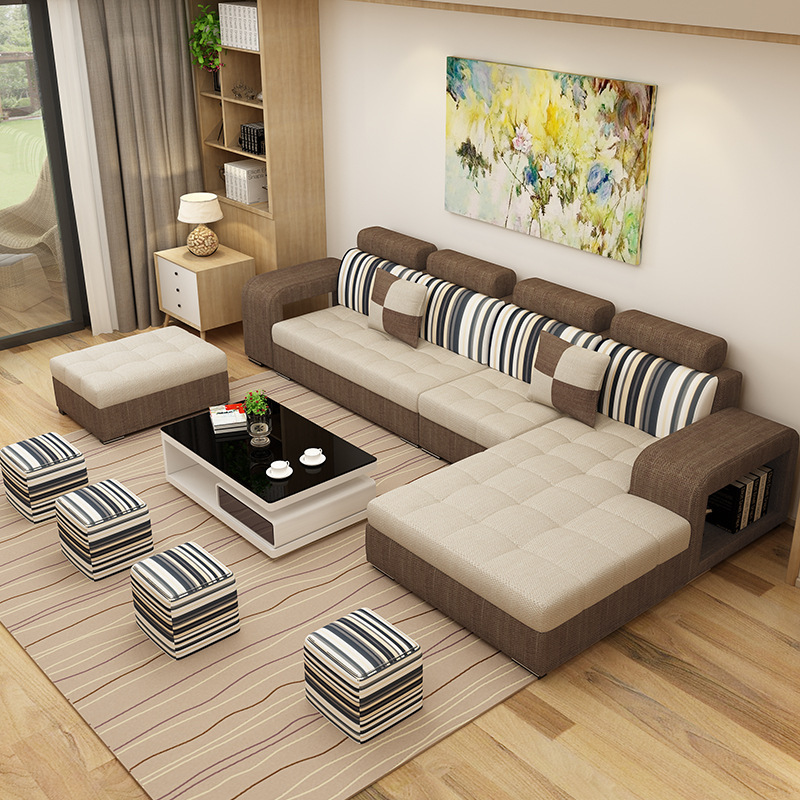 神州行easyown布艺沙发123组合现代简约大小户型多人可拆洗沙发客厅整