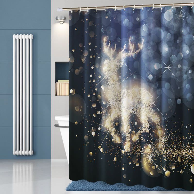 美帮汇北欧数码浴间浴帘水布加厚霉卫生间洗澡帘子浴室隔断淋浴挂帘图片