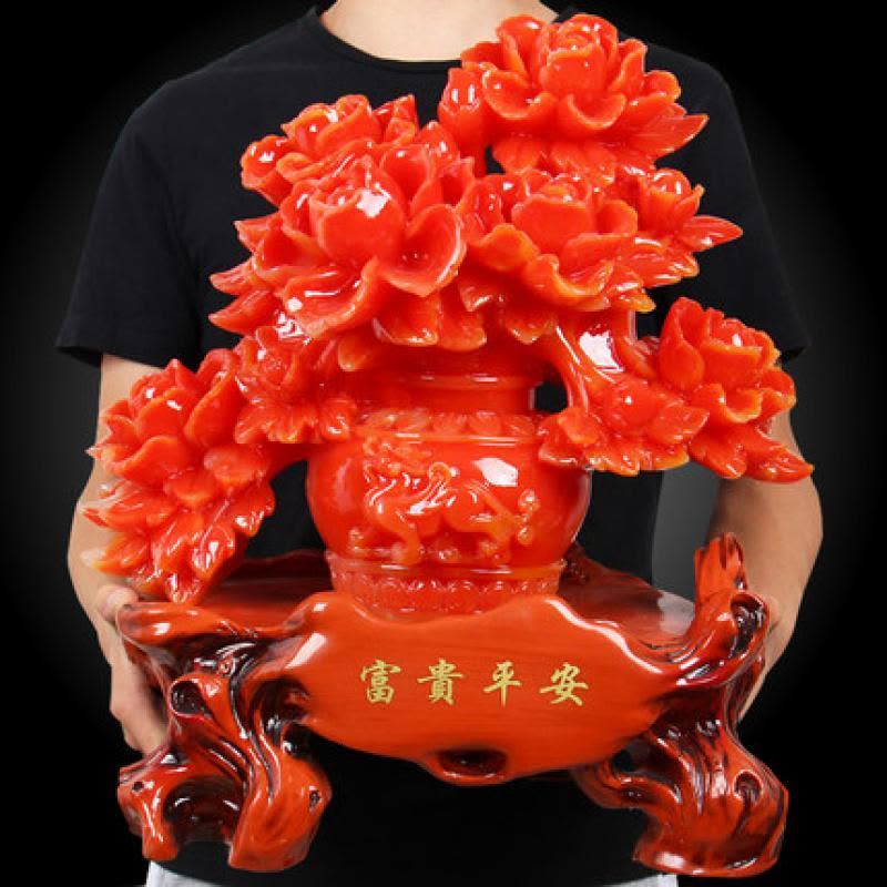 美帮汇牡丹花瓶摆件平安富贵酒柜客厅家居装饰现代简约结婚工艺品图片