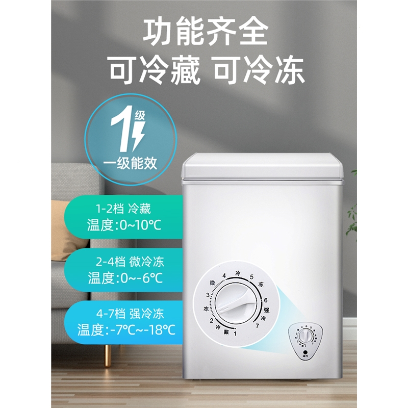 夏新小冰柜家用冷冻小型立卧式冷柜家庭实用租房商用一级能效白色132l
