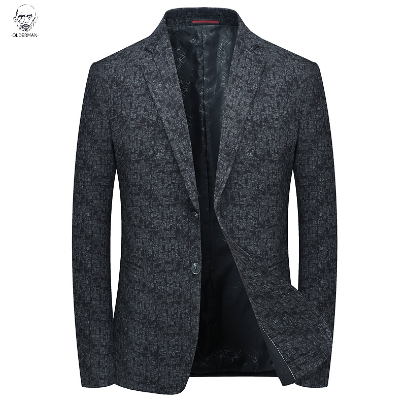 老人头2021春秋季休闲西装男士新款两粒扣单西宽松外套上衣中老年爸爸