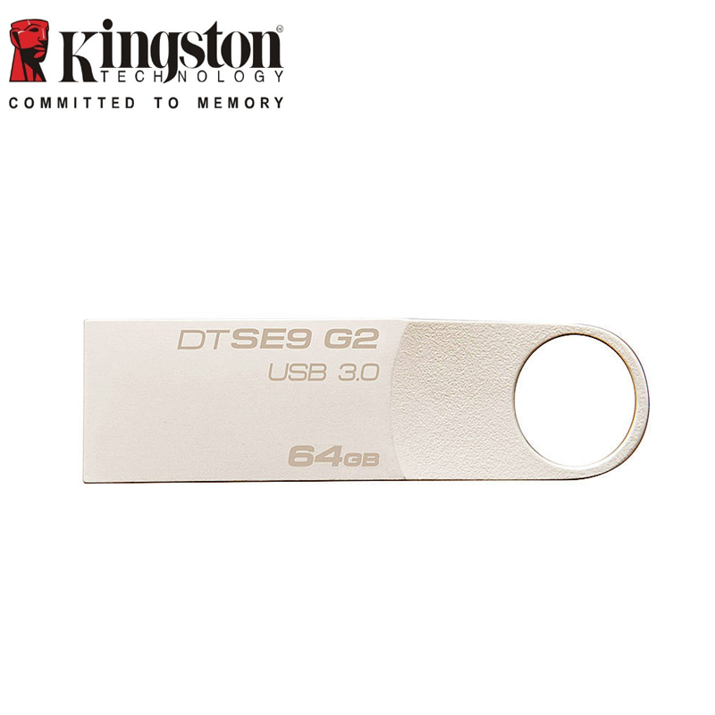 金士顿(Kingston) 64GB U盘 USB3.0 DTSE9G2 金属银色亮薄 读速100MB/s