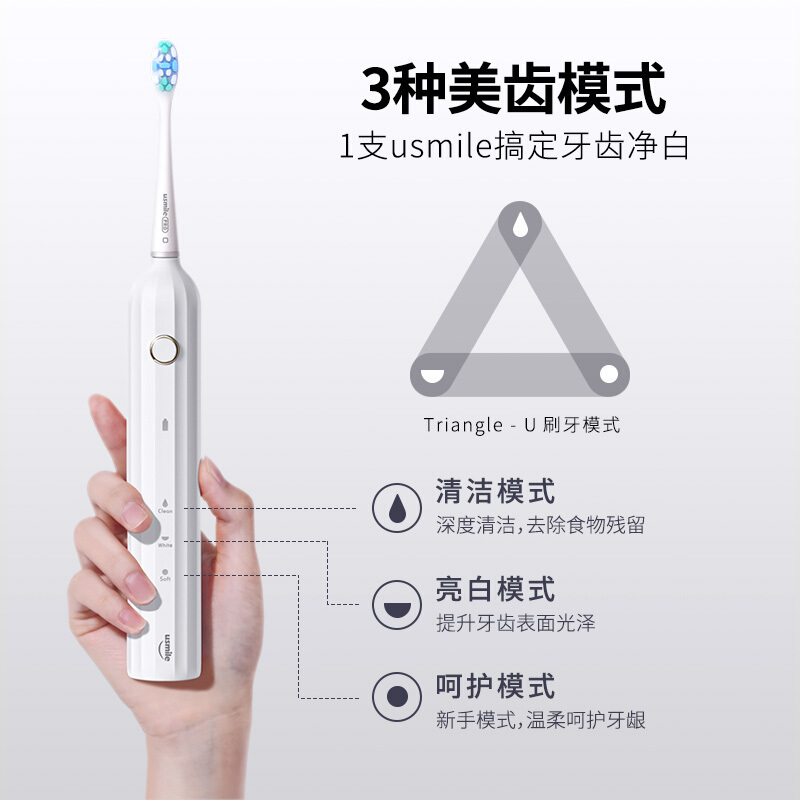 usmile 电动牙刷 成人声波震动情侣电动牙刷 Y1绅灰