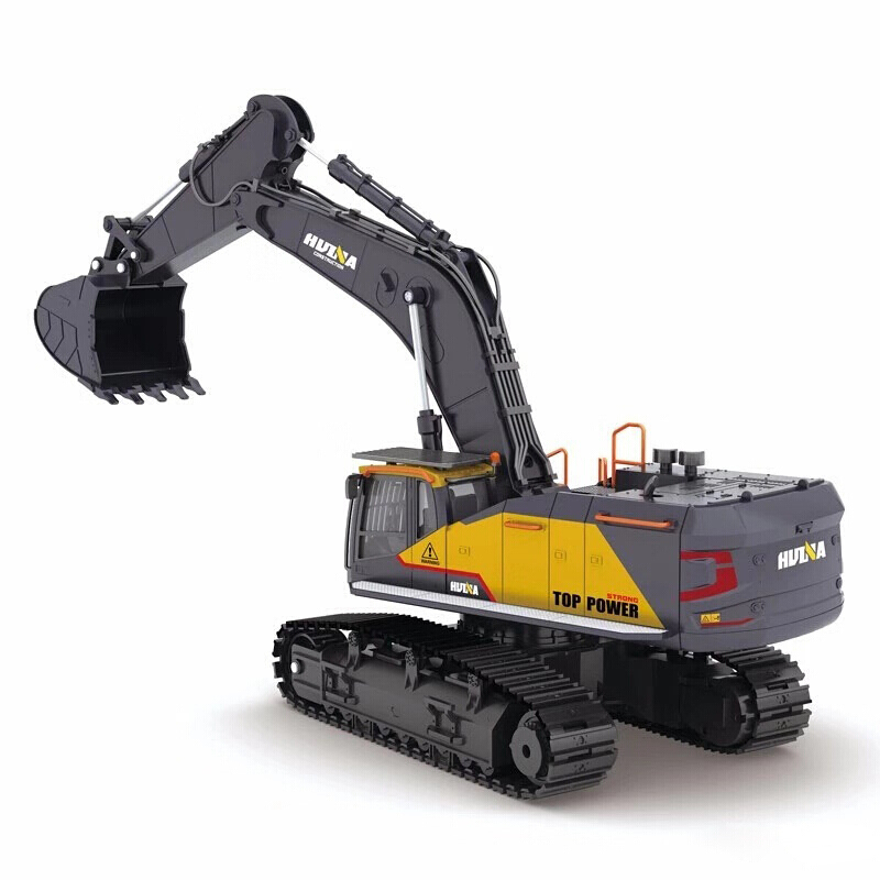 汇纳592遥控挖掘机合金工程车儿童大号电动挖土机玩具工程车 22通道