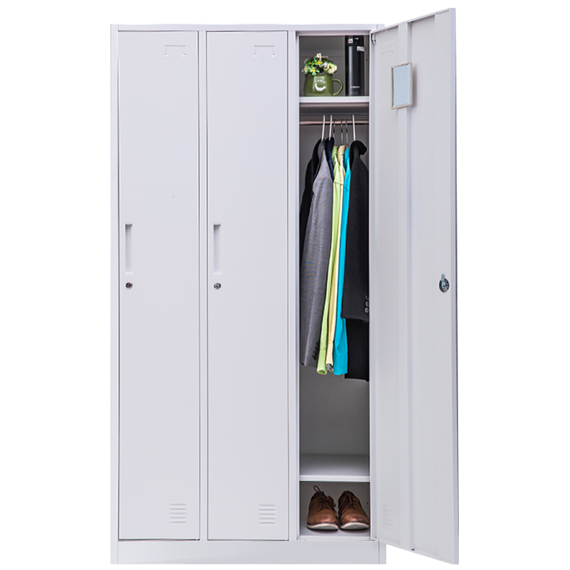 震海白色三门更衣柜储物柜鞋柜员工存包柜钢制办公柜类更衣柜衣柜家用