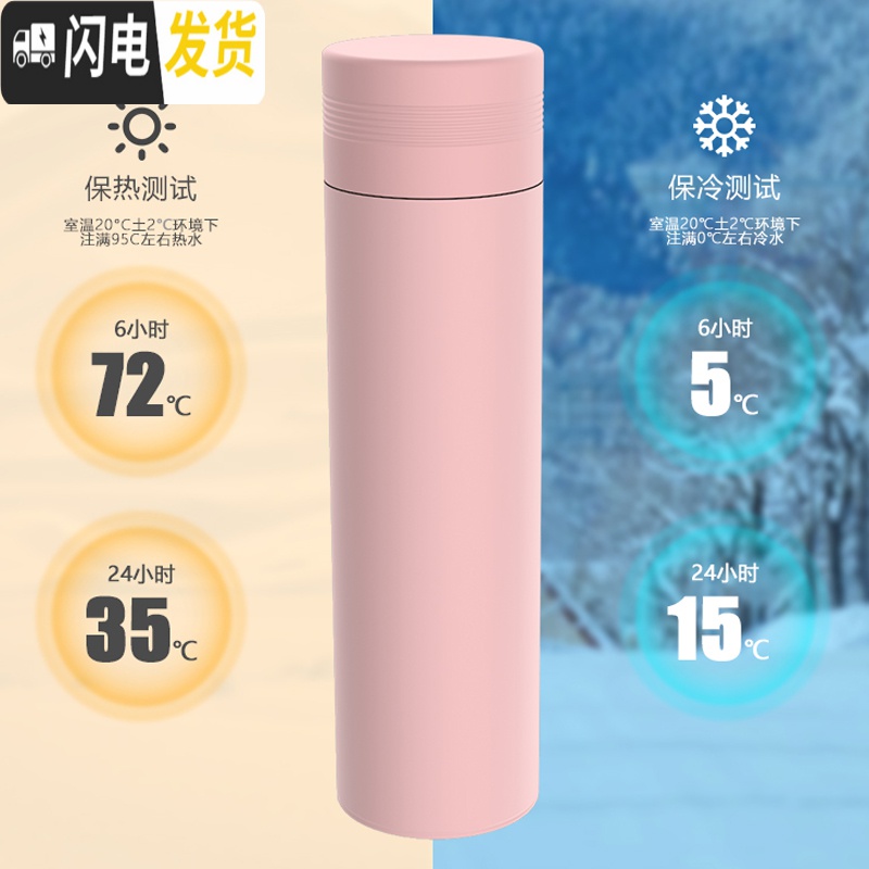 三维工匠304不锈钢保温杯女学生简约创意水杯ins原宿风便携可爱情侣 枣红色爆富500高清大图