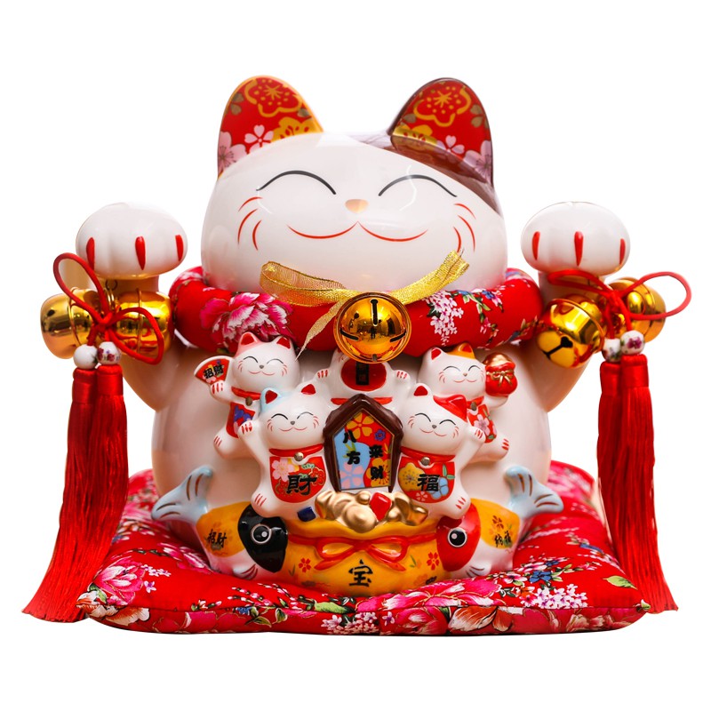 摆件陶瓷大号电动摇手发财猫存钱罐店铺收银台开业创意礼品 三维工匠 12寸生意兴隆(存钱罐)推荐高度29厘米猫高清大图