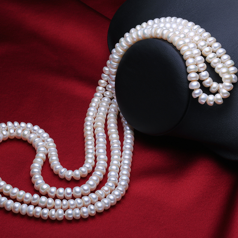 海瞳 包子圆淡水珍珠毛衣链 长款珍珠项链 秋冬多层长链 送长辈 项链 