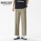 WOOG2005卡其色冰丝裤子男夏季薄款垂感西装裤日系复古直筒九分裤