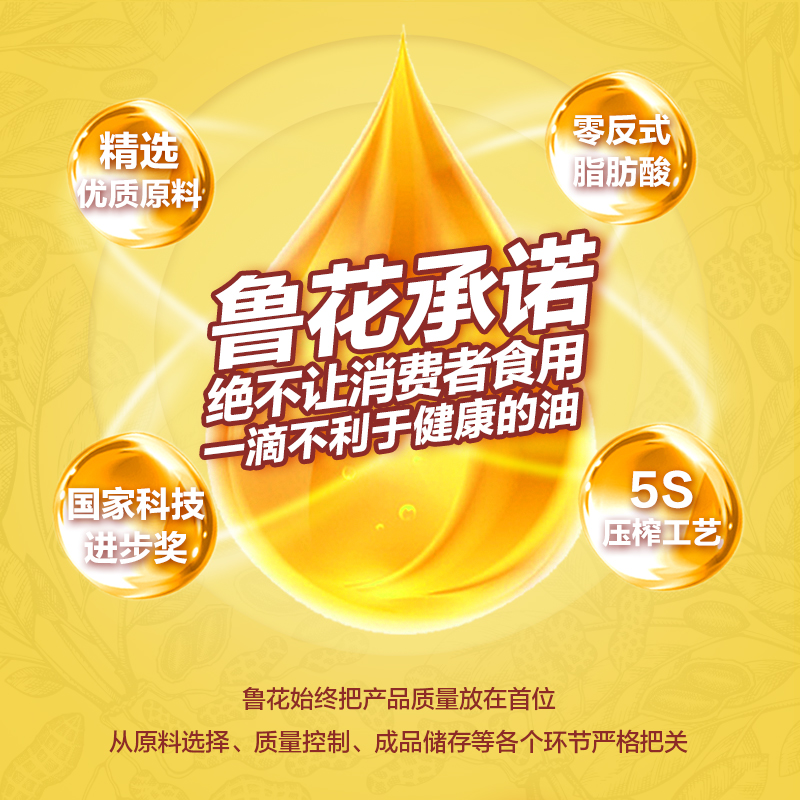 鲁花 5S压榨一级花生油 5L*2食用油 粮油 礼品 家用炒菜 植物油 营养健康轻食 送礼佳品 物理压榨 香浓味美 团购高清大图